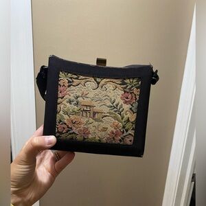 Rare Mid Century Art Deco Petit Embroidery Cottagecore Mini Clutch Bag